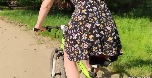 Pretty Girl Ride Dildo on Bike